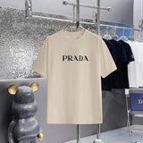 PRADA T-shirt Chest Brand Print logo round Neck Short Sleeve25ss New Pure Cotton Unisex Style T T-shirt OS Loose Fit Base Shirt Top Half Sleeve T-Shirt
