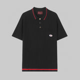 Gucci T-shirt Classic Striped Small Label logo Knitting POLO Shirt Lapel Short Sleeve25ss New Unisex Summer Short Sleeve OS Loose T Business Half Sleeve Shirt Plus Size T-Shirt