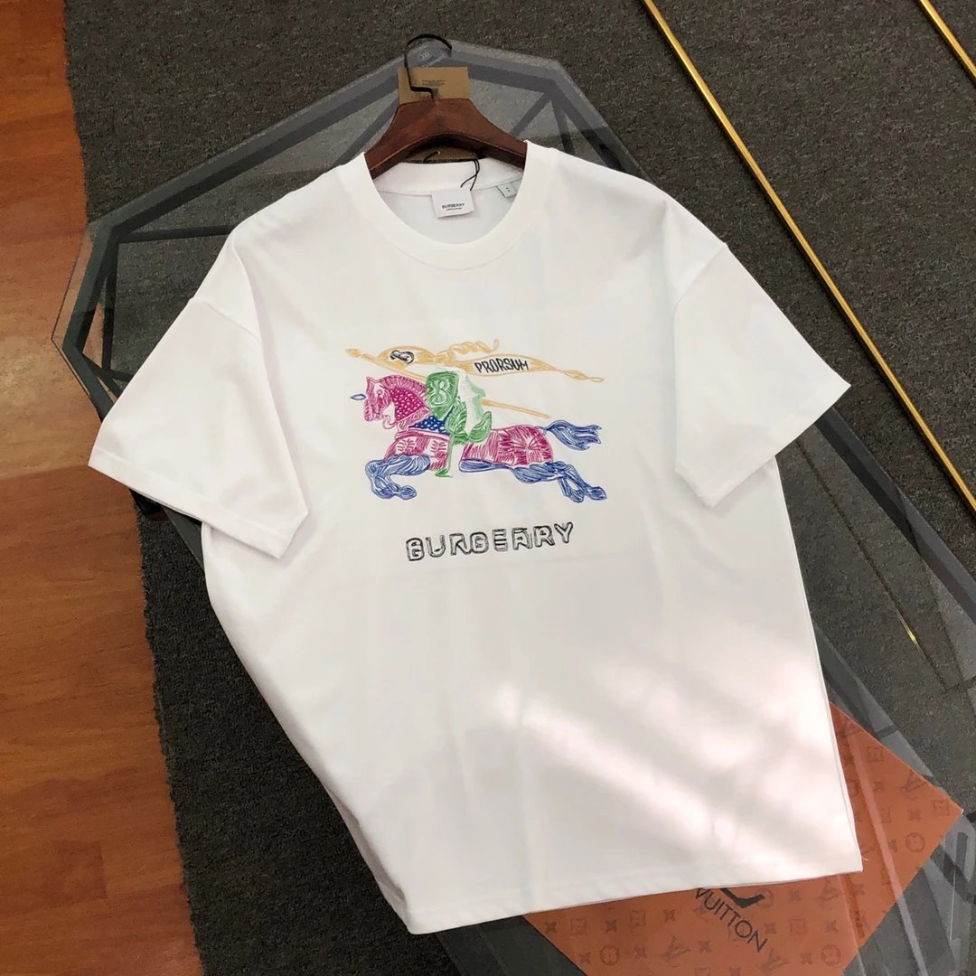 Burberry T-shirt 2025Spring and Summer New Embroidery logo round Neck Short Sleeve T Unisex T-Shirt
