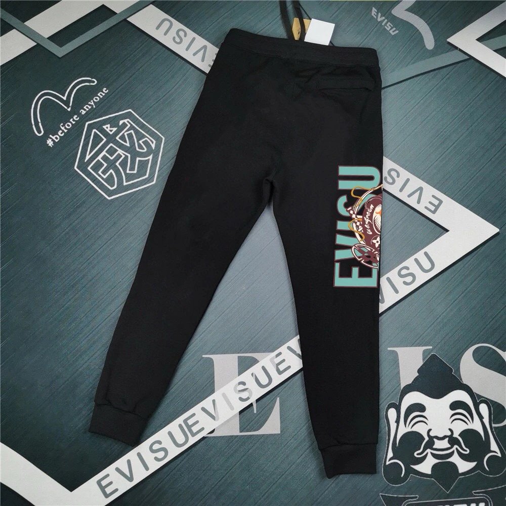 Evisu Sweatpants Top Version2024Autumn and Winter New Sweatpants Colorful Diamond Damo Men and Women Loose Casual Couple Long Pants Fashion