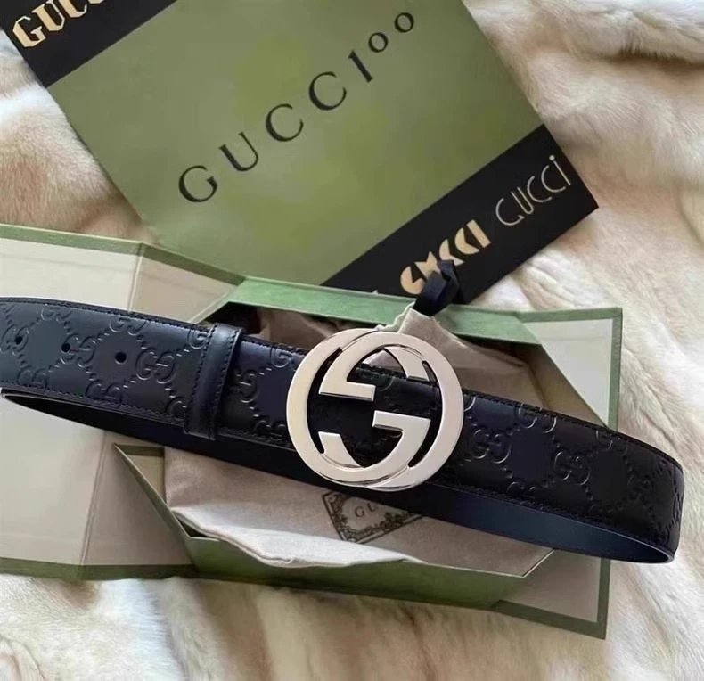 Gucci Belt Belt Classic Double Embossed Men and Women Business Casual Belt Lovers Wild Belt