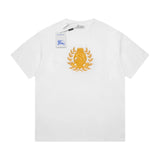 Burberry T-shirt Chest Gold Leaf Emblem logo round Neck Short Sleeve25ss New pure cotton T Unisex T-Shirt OS Loose Fit Base Shirt Top Half Sleeve T-Shirt