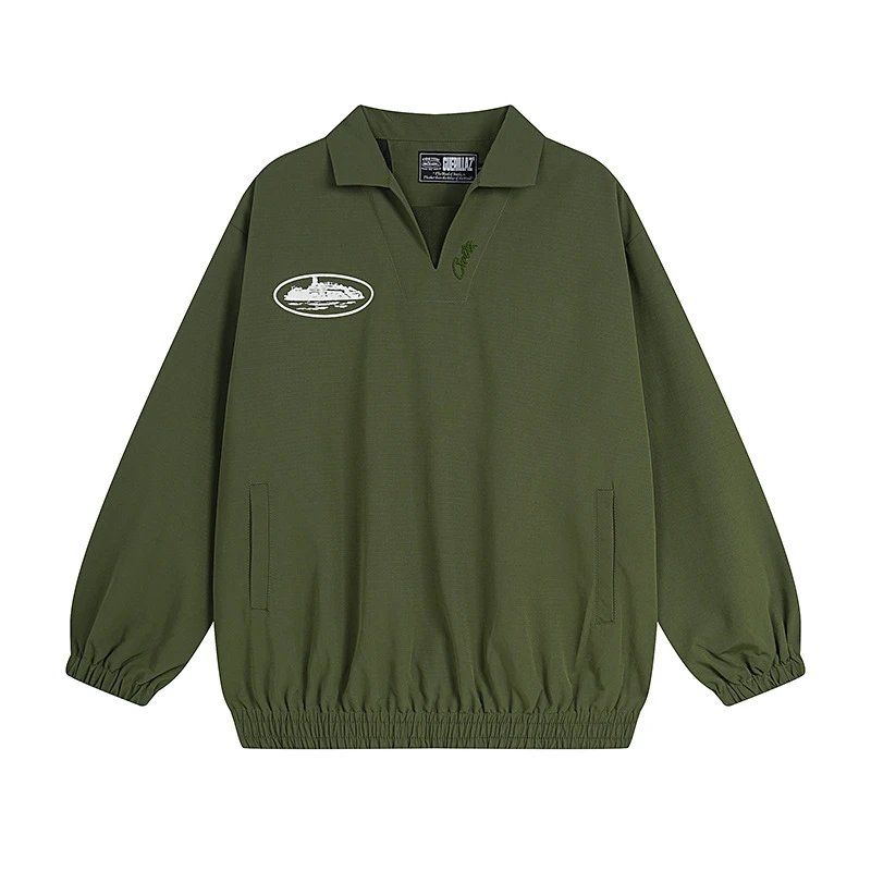 Corteiz Jackets Trendy Brand New Retro Printed Men's and Women's Black Turn-down Collar Jacket Shirt Coat Autumn