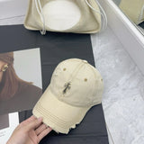 Chrome Hearts Hat Gold Label logo Baseball Cap Sunshade Sun Protection Duckbill Cap Large Head Circumference Slimming Face Curved Brim Versatile Sports Hat for Men and Women Couples Same Style
