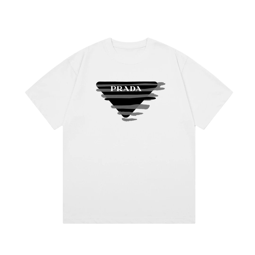 PRADA T-shirt Letter Graffiti Direct Print on Chest Logo Logo Crew Neck Short Sleeve25ss New Pure Cotton Unisex Style T T-shirt OS Loose Fit Base Shirt Top Half Sleeve T-Shirt