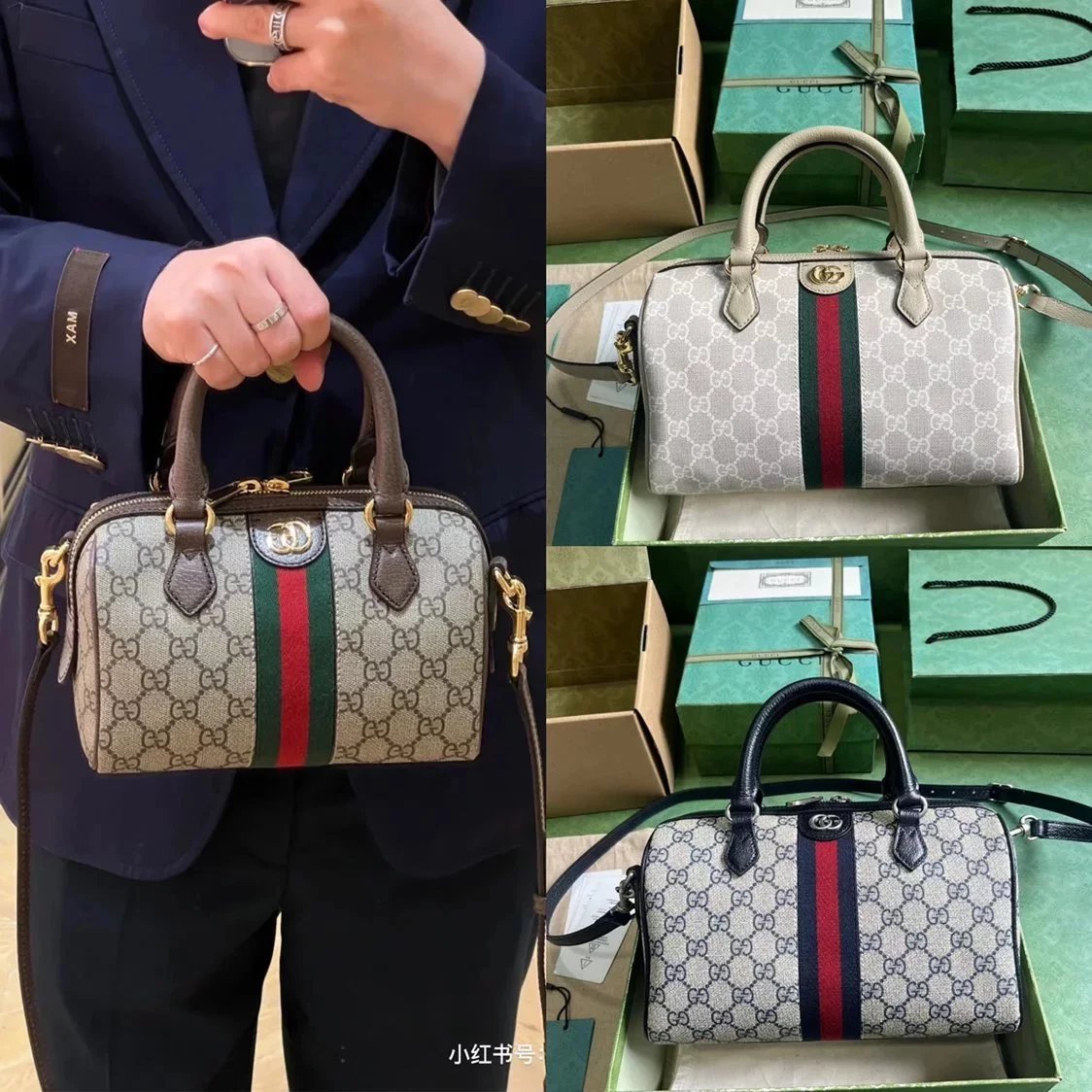 Gucci Women's Bag Top version 【**Original Factory】New Ophidia Series Boston Bag Mini Small Sized Handbag Messenger Bag Shoulder Bag Mini Bag Small Backpack772053，772061