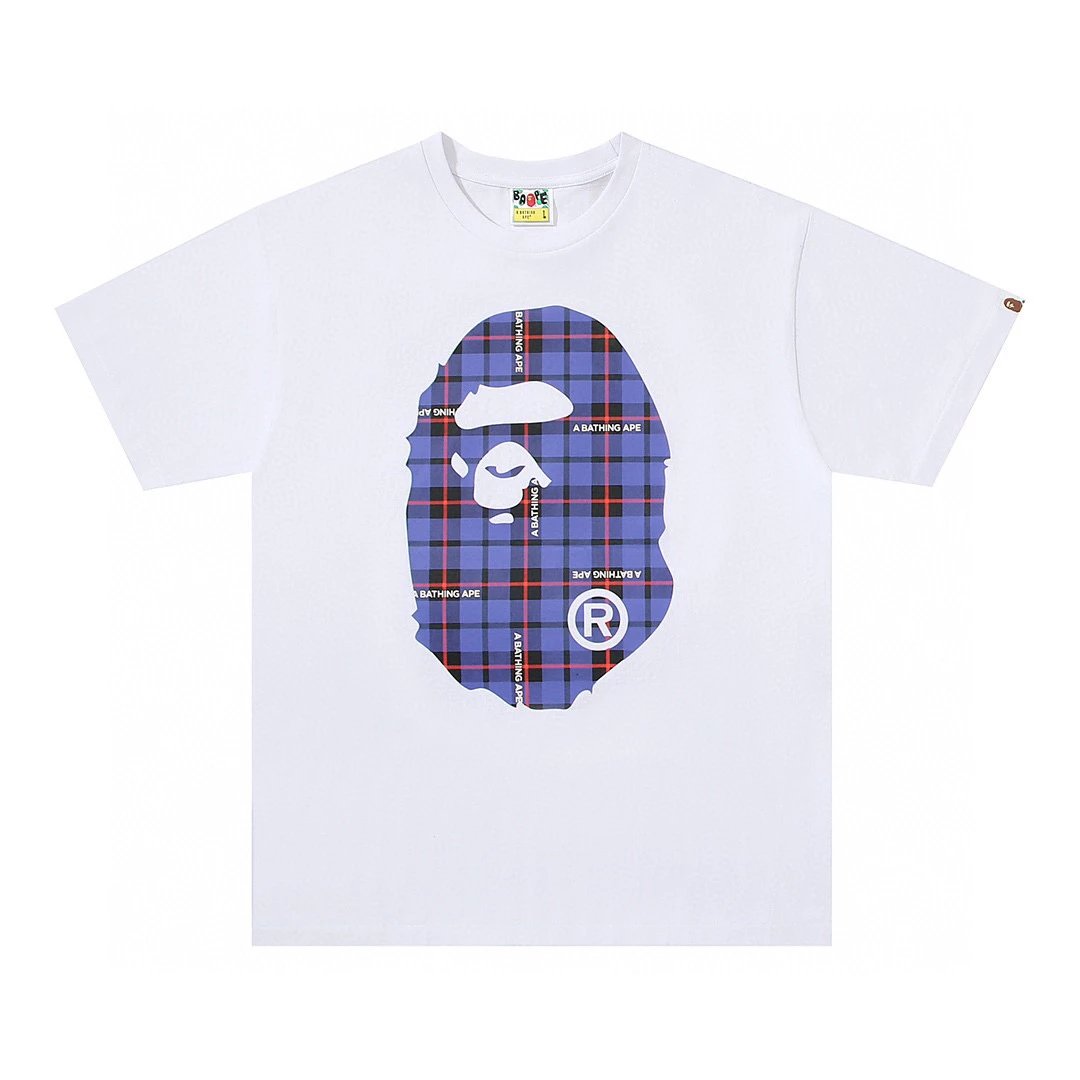 Bape T-shirt Top Version Fashion Brand Small Icon Embroidered Men's and Women's Short Sleeve T T-shirt Couple Cotton Printed round Neck Half Sleeve