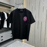 Chrome Hearts T-shirt Back Hand-Painted Art Craft logo round Neck Short Sleeve25ss New Pure Cotton Unisex Style T T-shirt OS Loose Fit Base Shirt Top Half Sleeve T-Shirt