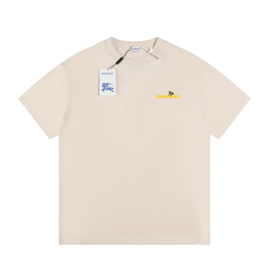 Burberry T-shirt Little Bee Flocking logo round Neck Short Sleeve25ss New pure cotton T Unisex T-Shirt OS Loose Fit Base Shirt Top Half Sleeve T-Shirt