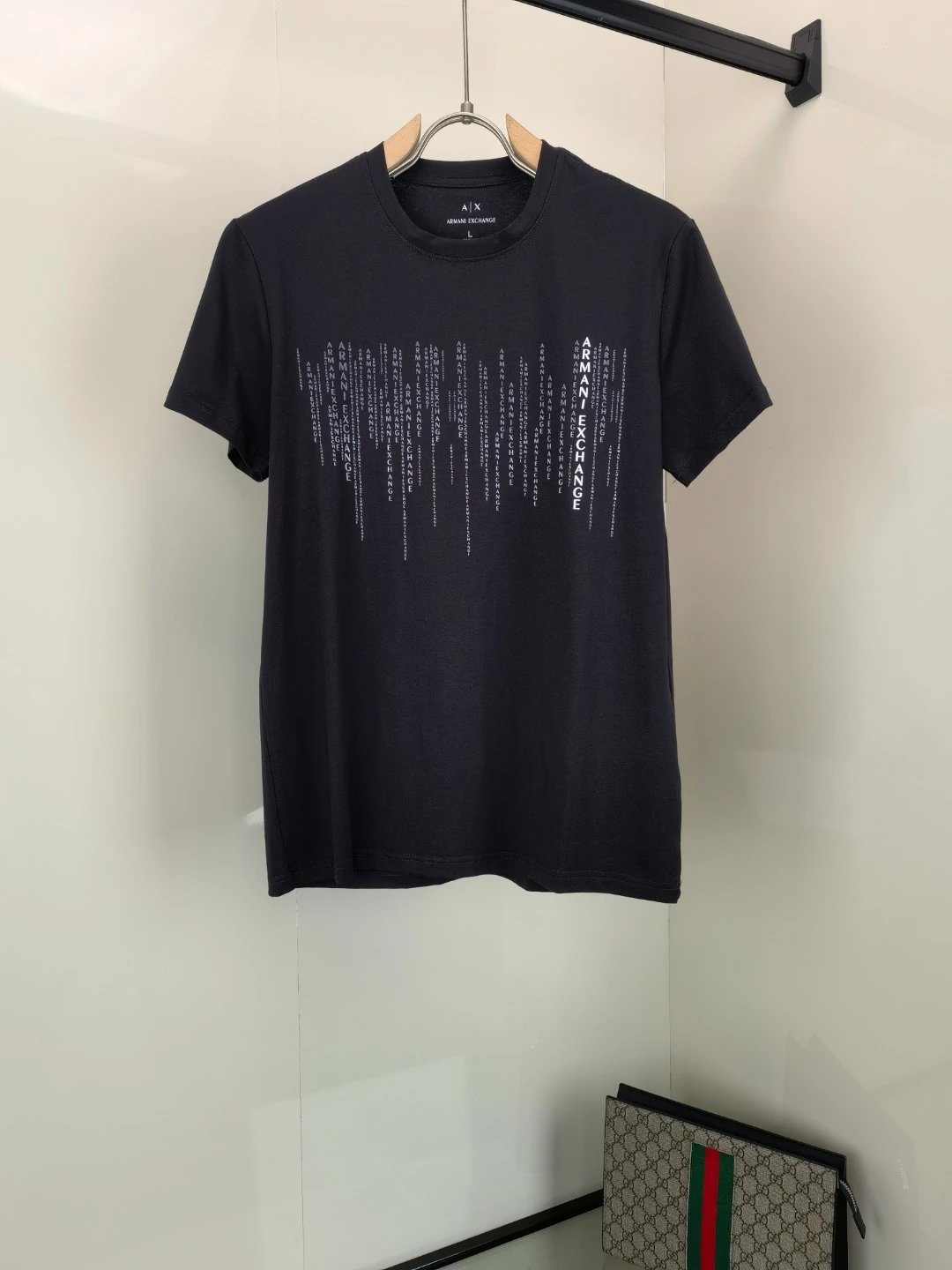 Armani T-shirt Chest Letter Pattern Print logo round Neck Short Sleeve25ss New Pure Cotton Unisex Style T Casual T-Shirt Base Layer Shirt OS Loose Fit Half Sleeve Top Plus Size