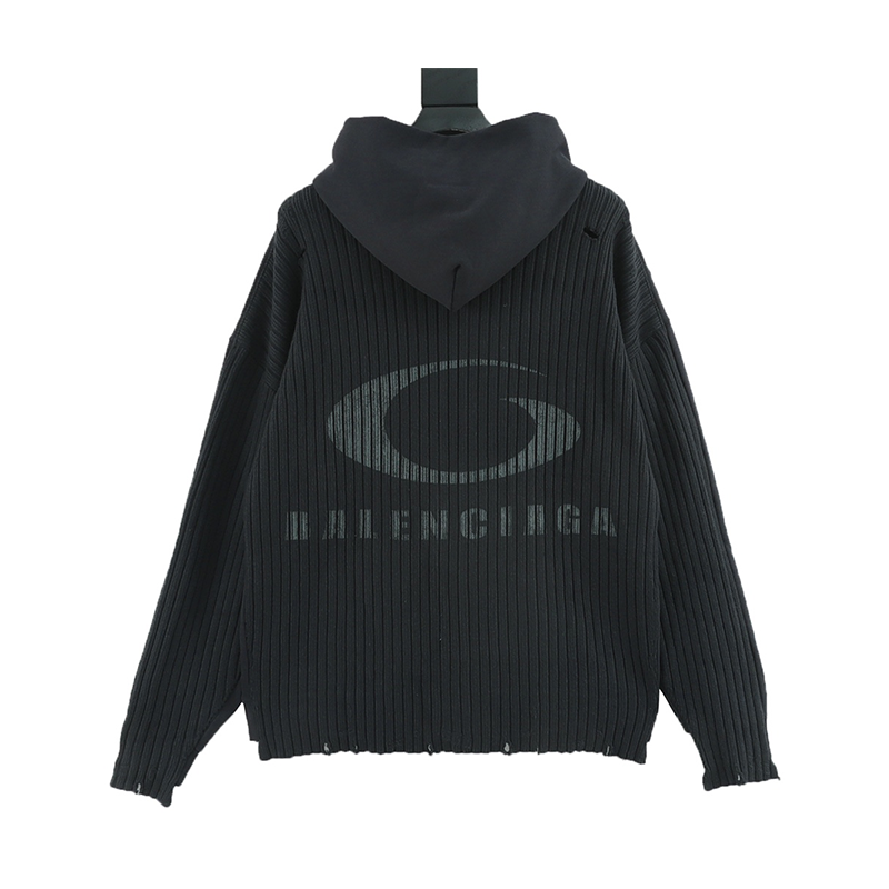 Balenciaga Jackets Show Style Front and Rear Stitching Zipper Hooded Jacket Men and Women Same Style