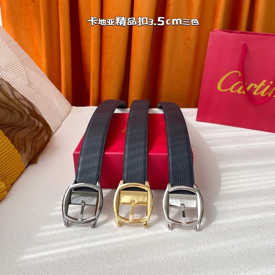 Cartier Belt Top version Original Order in Stock Belt Men2024Men's Italian Leather Belt Metal LOGO Formal Wear Belt Width3.5Belt Male