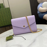 Gucci Women's Bag Top version 【Super Original Leather】2024New Ophidia Series Mini Chain Bag Handbag Embossed Original Leather woc Short Chain Pouch Wallet20cm Model：781555