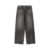 Balenciaga Jeans 100% Cotton Black Gray Washed Jeans Casual Pants Straight Pants Wide Leg Pants High Waist Pants Unisex Long Pants24ss Autumn and Winter New Products