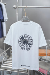 Chrome Hearts T-shirt Sanskrit Script Print logo round Neck Short Sleeve25ss New pure cotton T Unisex T-Shirt OS Loose Fit Base Shirt Top Half Sleeve T-Shirt