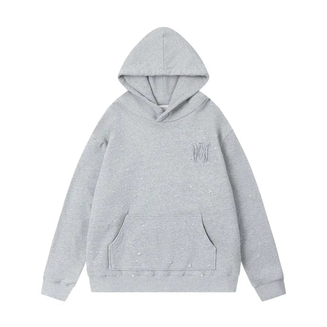 Amiri Hoodie 2024Autumn and Winter New Classic logo Embroidered Ripped Hoodie Sweater for Men and Women