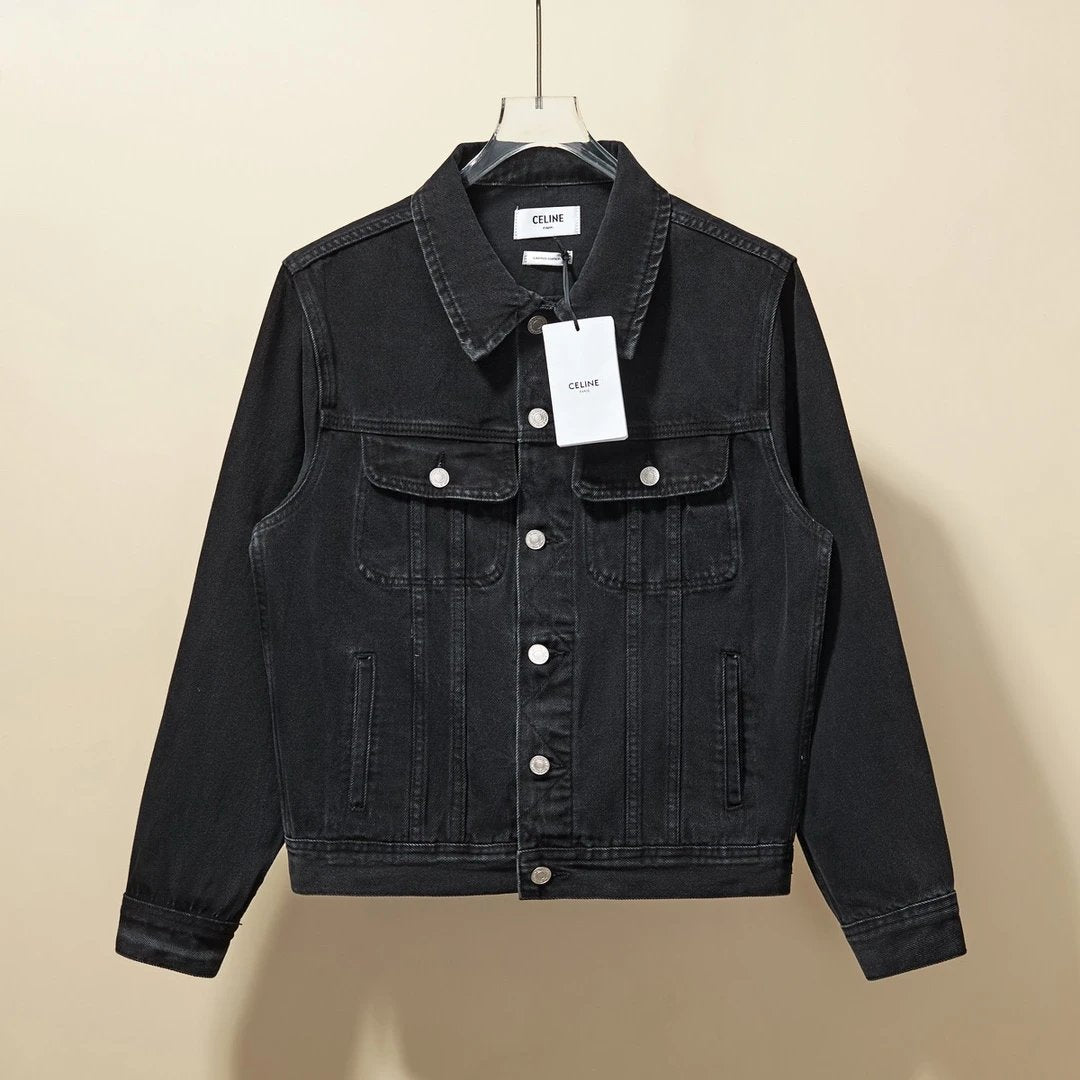 Celine Jackets Embroidered Letter Denim Jacket for Men and Women, Unisex, New Autumn Winter Sports Casual Loose Fit Versatile
