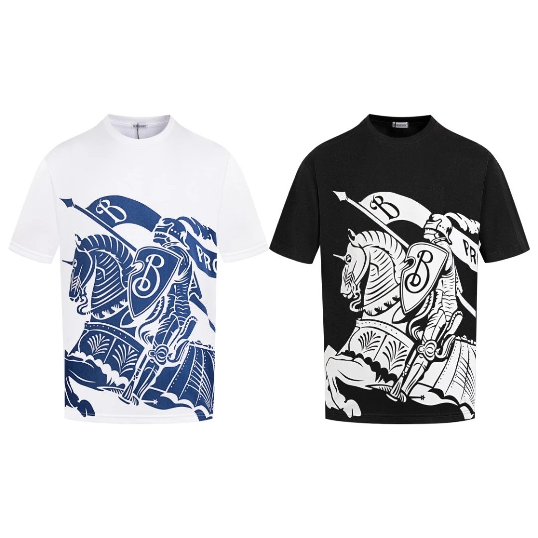 Burberry T-shirt Plaid Pattern Large Print Front logo round Neck Short Sleeve25ss New pure cotton T Unisex T-Shirt OS Loose Fit Base Shirt Top Half Sleeve T-Shirt