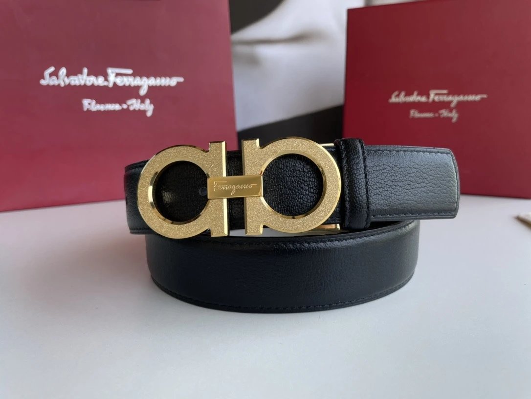 Ferragamo Belt Top version 【Full Package】Belt Width for Men and Women3.5cm with Chip nfc Anti-Counterfeiting Quality Counter Full Set Packaging Italian Double-Sided Cowhide Matching Boutique Brass Buckle Belt Pants Belt