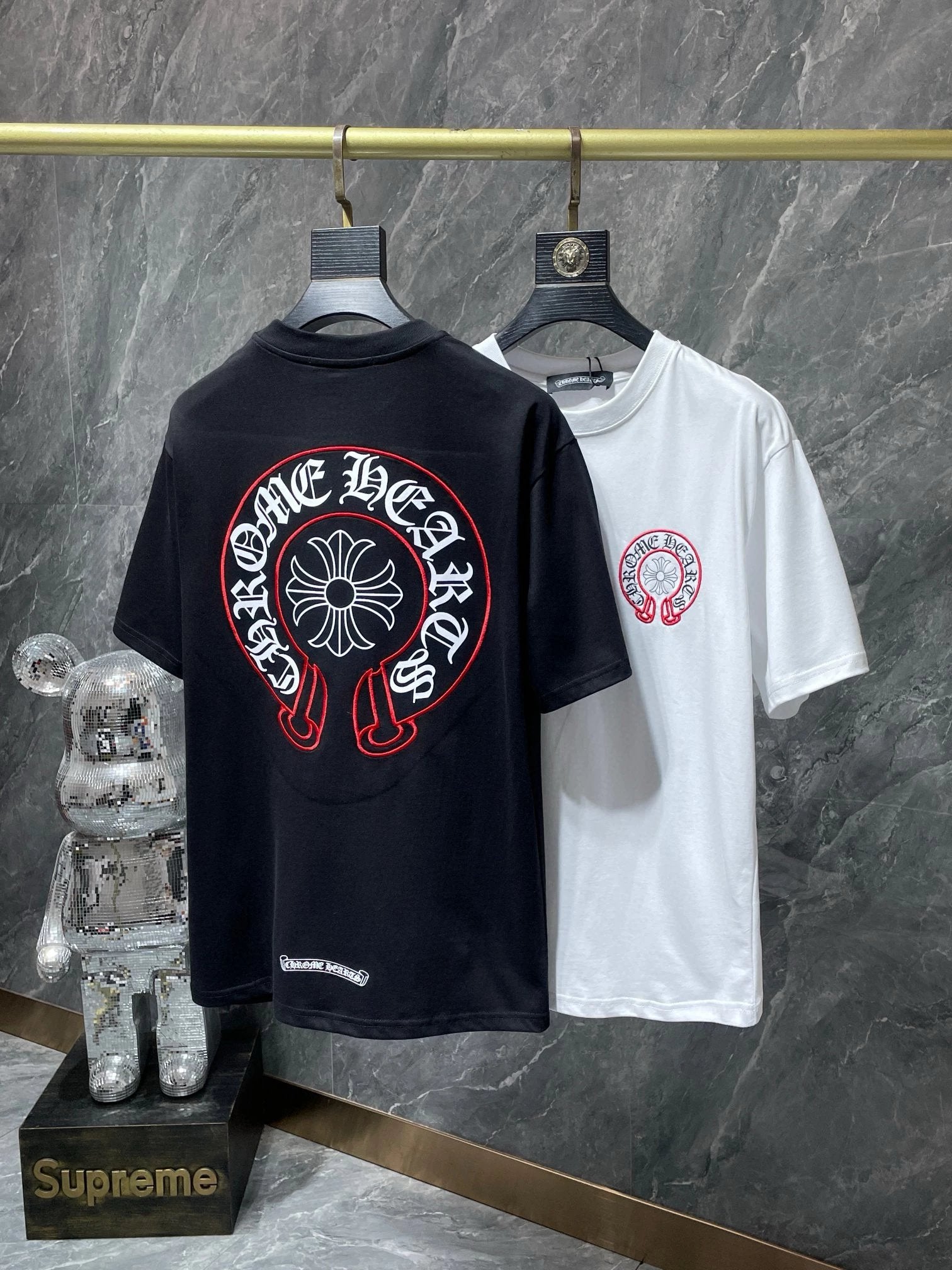 Chrome Hearts T-shirt Top Version Horseshoe Embroidery Men's and Women's Same Style Short Sleeve T Summer Fashionable Shirt