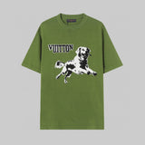 Louis Vuitton LV T-shirt Front Dog Embroidered Knit logo round Neck Short Sleeve25ss New pure cotton T Unisex T-Shirt OS Drop Shoulder Loose Fit Base Shirt Top T-Shirt Short Sleeve