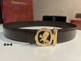 Stefano Ricci Belt Top version Original Order Men's Belt Width:3.8cm Boutique Eagle Head Fine Steel Buckle Gold Vacuum Plating New Belt Selected Italian First Layer Cowhide Shark Pattern with Crystal Calfskin Bottom