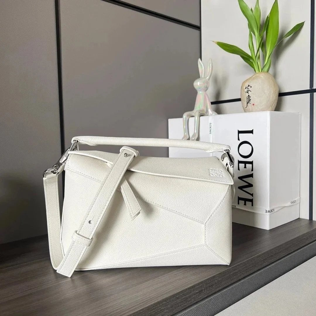 LOEWE Women's Bag Top version 【Original Leather Version】2023New Mini Satin Cow Leather PuzzleEdge Handbag puzzle Mini Handbag Geometric Bag Mobile Phone Bag Portable Messenger Bag Loe New puzzle Bag nano Size18cm Summer bags