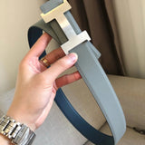 Hermes Belt Top version Men's Women's Belt Genuine Leather Double-Sided Belt Italy Imported First Layer Cowhide Leather Pure Original Leather Pure Steel Buckle h Home Pant Belt