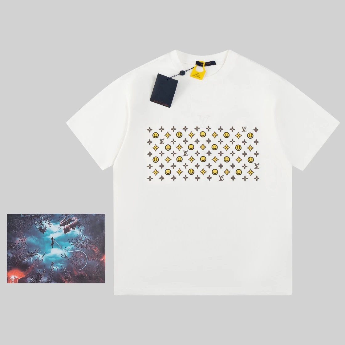 Louis Vuitton LV T-shirt Back Smiley Face Letter Print logo round Neck Short Sleeve25ss New Pure Cotton Unisex Style T T-shirt OS Loose Fit Base Shirt Top Half Sleeve T-Shirt