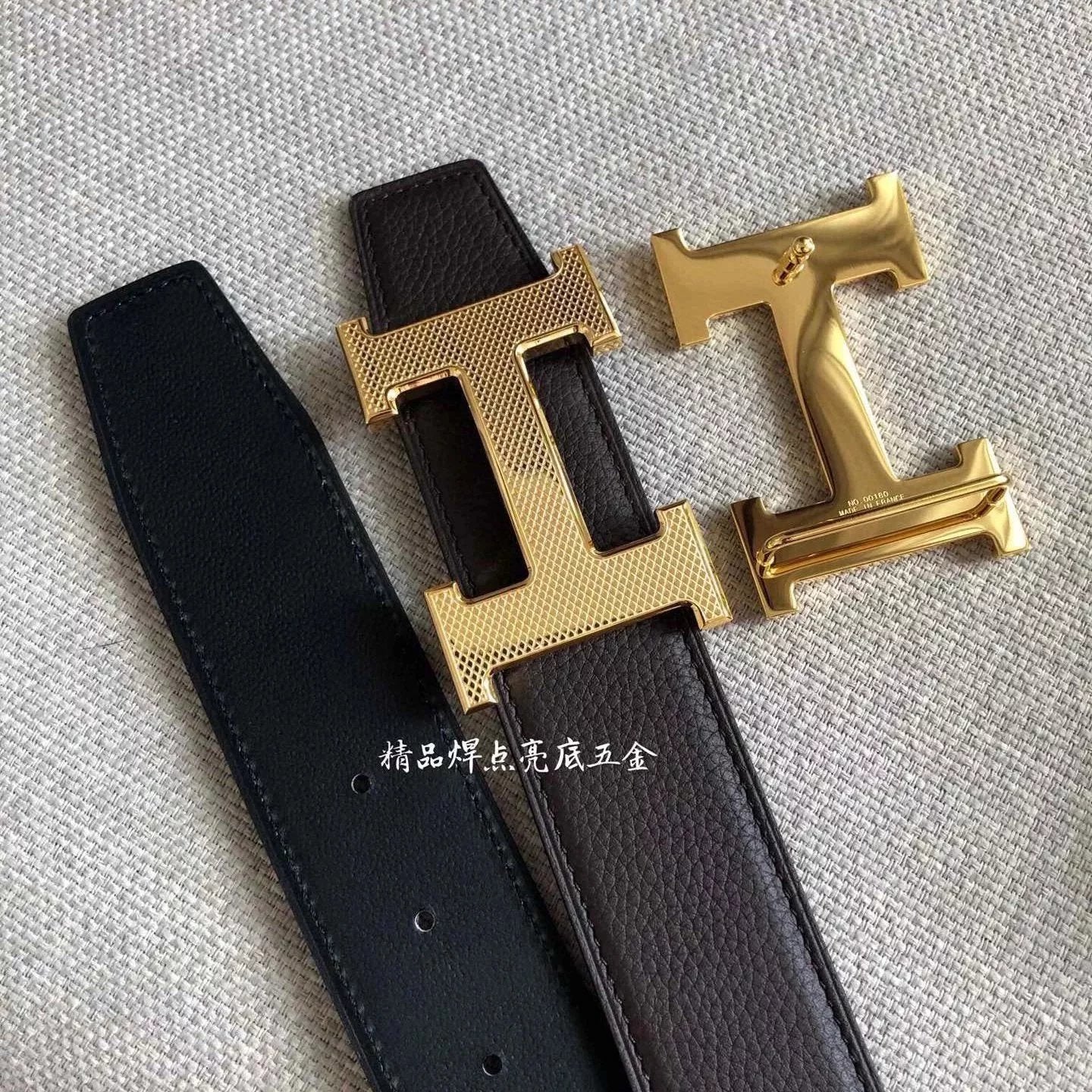 Hermes Belt Top version Men's Belt Width3.8cm Mesh H Steel Buckle Selected Double-Sided Calf Leather Double-Sided Available H Home Belt