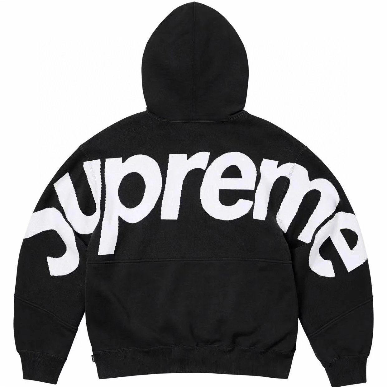 Supreme Hoodie Top Version behind Patchwork Knitting Big Letter Hoodie Velvet Padded Hooded Sweatshirt Men and Women Fashion