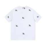 Burberry T-shirt Allover Embroidery logo round Neck Short Sleeve25ss New Pure Cotton Unisex Style T Casual T-Shirt Base Layer Shirt OS Loose Fit Half Sleeve Top Plus Size