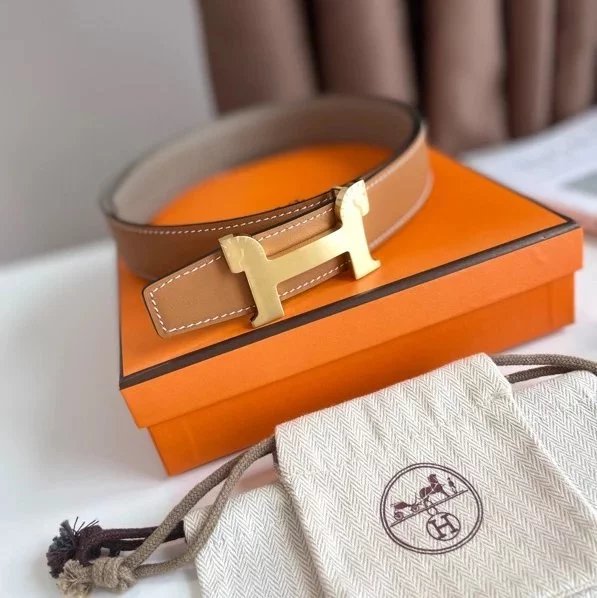 Hermes Belt Top version 【New products in stock】Genuine Leather Belt Business Casual Unisex H Buckle Belt Double-Sided Available Pant Belt32mm