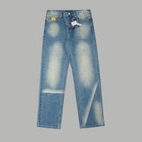 Louis Vuitton LV Jeans Pocket Logo logo25ss Spring Summer New Straight Loose Slim Fit Jeans Unisex Long Pants