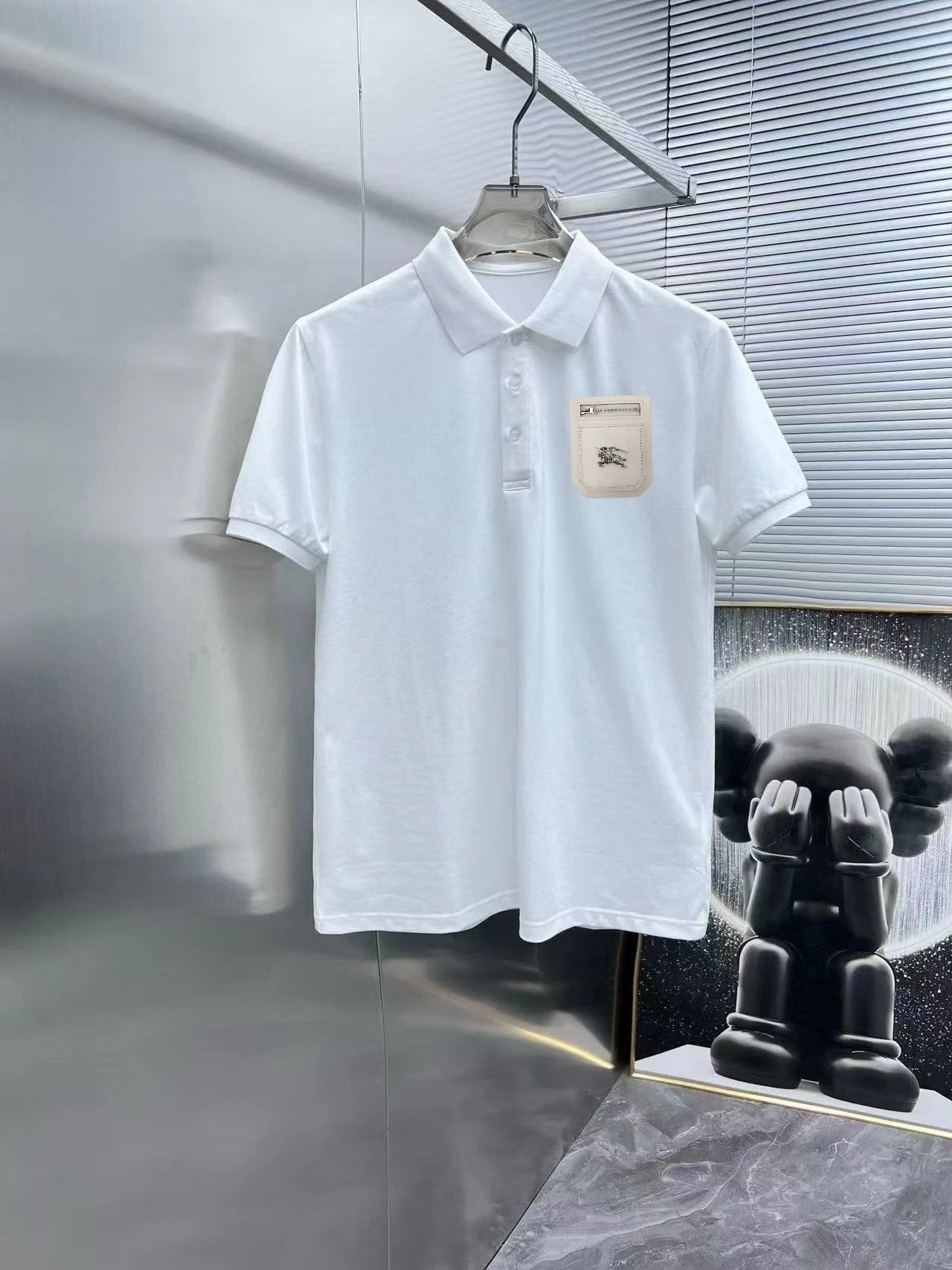 Burberry T-shirt Pocket logo Labeling POLO Short Sleeve Turn-down Collar Shirt Unisex Summer Loose Fit T Business Commuter Short Sleeve Shirt Plus Size