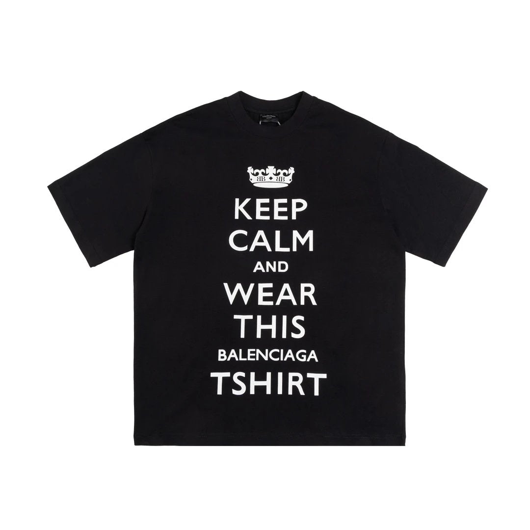 Balenciaga T-shirt Crown English Letter Round Neck Short Sleeve Pure Cotton T T-shirt ins Unisex Simple Summer New Casual Base Shirt T-Shirt