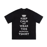Balenciaga T-shirt Crown English Letter Round Neck Short Sleeve Pure Cotton T T-shirt ins Unisex Simple Summer New Casual Base Shirt T-Shirt