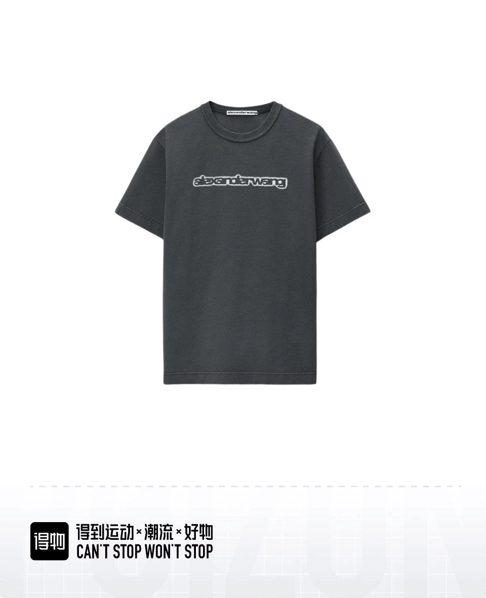 Alexander Wang T-shirt Top Version Counter Same Style Pure Cotton Summer Men's and Women's Same Fashion Loose All-Matching2024New Short Sleeve T T-shirt