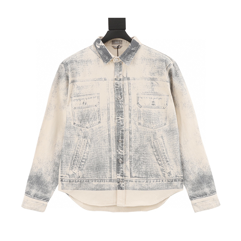 Dior Jackets Ink Sketch Patterned Denim Jacket Same Style for Men and Women