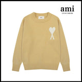 Ami Sweater Knitwear Classic round Neck Big Heart Jacquard Pullover Sweater Loose and Idle Sense Casual Couple Outfit-CY