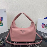 PRADA Bag Top version 2020Autumn and Winter New Hobo Series Retro Style Full Leather Messenger Bag Shoulder Bag Underarm Bag Handbag Women's Bag Women's Bag1BC132