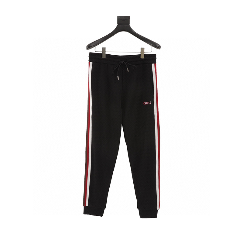 Gucci Sweatpants Embroidery logo Side Ribbon Trousers for Men and Women