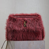 YSL Women's Bag Top version 【Maximum Version】Autumn and Winter Niki Rabbit Fur Series Oversized Niki47cm Rabbit Fur Large Tote Bag Hobo Bag Luggage Bag Fluffy Niki Bag New Women's Bag Mink Fur niki32cm Large Size Medium Size28cmNiki Rabbit fur bag