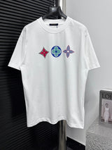 Louis Vuitton LV T-shirt Front Old Flower Three Flower Print logo round Neck Short Sleeve25ss New pure cotton T Unisex T-Shirt OS Drop Shoulder Loose Fit Base Shirt Top T-Shirt Short Sleeve