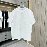 LOEWE T-shirt Embroidered Hollow Design on the Chest logo round Neck Short Sleeve25ss New Pure Cotton Unisex Style T T-shirt OS Loose Fit Base Shirt Half Sleeve T-Shirt Top Half Sleeve