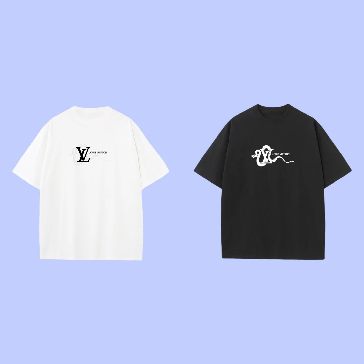 Louis Vuitton LV T-shirt Year of the Snake Print on the Chest logo round Neck Short Sleeve25ss New Pure Cotton Unisex Style T T-shirt OS Loose Fit Base Shirt B Short Sleeve T-Shirt
