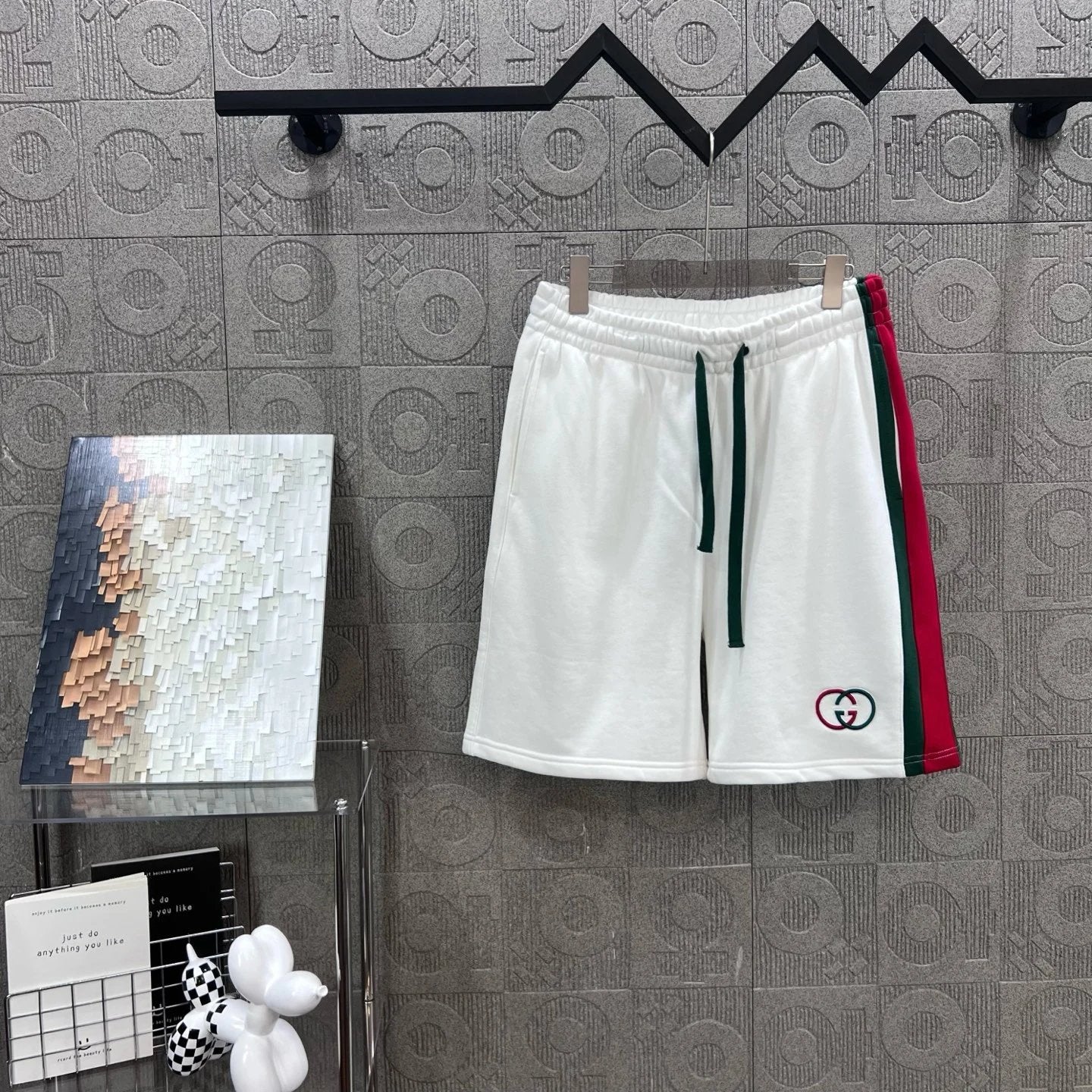 Gucci Shorts Straight Color Block Classic Double Glogo Five-point Shorts25ss New Drawstring Casual Summer Pants5Two-in-One Casual Sweatpants for Men and Women, Pure Cotton Joggers