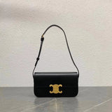 Celine women's bag Top version 【Original Leather】2021Spring and Summer New Arc De Triomphe Underarm Bag Celin*Women's Bag TRIOMPHECANVAS Underarm Bag Cow Leather Backpack Logo Printed Sheepskin Lining Underarm Bag Leather Shoulder Strap Shoulder Back19414