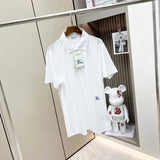 Burberry T-shirt Equestrian Knight Logo Embroidered Pique Mesh Cotton POLO Shirt Lapel Short Sleeve25ss New Unisex Summer Short Sleeve OS Loose T Business Half Sleeve Shirt Plus Size T-Shirt