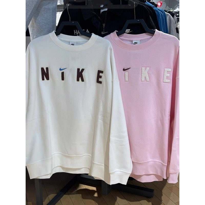 Nike Women's Sweater round-Neck with Fleece Lining Knitted Sports Top Casual Loose Pullover FV4012